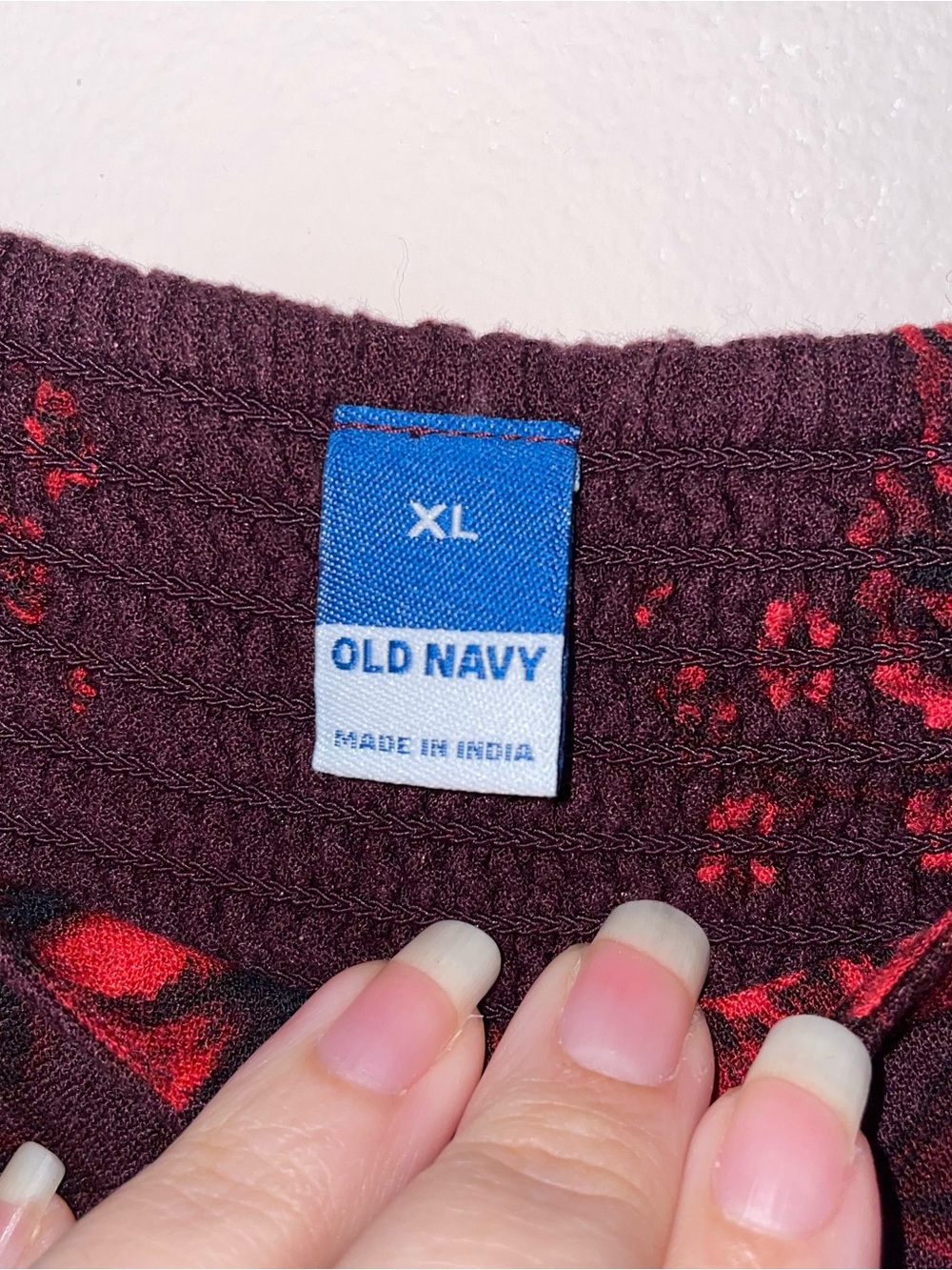 Old Navy Burgundy Mini Dress with Pockets and Red Floral Accents Size XL - Picture 2 of 7